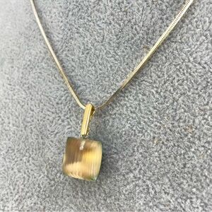 Danecraft 925 Sterling Silver Necklace with Golden Resin Pendant